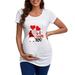 Large T Valentines Day Womens Maternity Short Sleeve Crew Neck Letter Graphic Ruched Sides T Shirt Tops Pregnancy Tunic Blouse Stylish Maternity Tops