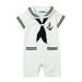 StylesILove Baby Boys Marine Sailor Short Sleeve Cotton Romper Onesie with Necktie 2pcs Holiday Outfit (White 6 Months)