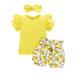 Checke Outfits Teen Girls Baby Girls Solid Frill Tops+Floral Shorts+Headband Outfits Clothe Baby Girl Outfits 6-9 Months