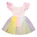 Size 8 Girls Dresses Toddler Kid Baby Girl Sleeveless Rainbow Sequined Lace Princess Romper Dress Junior Dresses Size 16