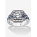 Women's 3.26 Tcw Round Cubic Zirconia Square Halo Ring In Platinum-Plated Sterling Silver by PalmBeach Jewelry in Silver (Size 6)