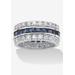 Women's 6.66 Tcw Blue Cz White Cz Accent Silvertone Eternity Band by PalmBeach Jewelry in Blue (Size 7)