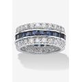 Women's 6.66 Tcw Blue Cz White Cz Accent Silvertone Eternity Band by PalmBeach Jewelry in Blue (Size 7)