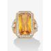 Women's 19.52 Tcw Emerald-Cut Yellow Cz Halo Cocktail Ring Yellow Gold-Plated by PalmBeach Jewelry in Yellow (Size 11)