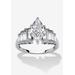 Women's 3.82 Ct Tw Cubic Zirconia Ring In Platinum-Plated Sterling Silver by PalmBeach Jewelry in Silver (Size 9)