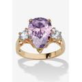 Women's 6.41Tcw Purple Pear-Shaped Cubic Zirconia Ring Yellow Gold-Plated by PalmBeach Jewelry in Purple (Size 9)