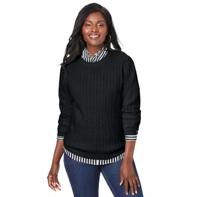 Plus Size Women's Cable Crewneck Sweater by Jessic...