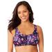 Plus Size Women's Satin Wireless Comfort Bra by Comfort Choice in Rich Violet Floral (Size 48 B)