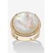 Women's .27 Tcw Genuine Mother-Of-Pearl And Cz Gold-Plated Sterling Silver Halo Ring by PalmBeach Jewelry in Silver (Size 9)