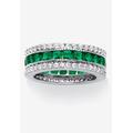 Women's 6.03 Tcw Simulated Emerald Eternity Ring In Platinum-Plated Sterling Silver by PalmBeach Jewelry in Green (Size 8)