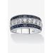 Women's 5.60 Tcw Cz And Created Sapphire Ring In Platinum-Plated Sterling Silver by PalmBeach Jewelry in Silver (Size 9)