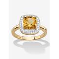 Women's 1.85 Tcw Genuine Citrine Diamond Accent 14K Gold-Plated Sterling Silver Halo Ring by PalmBeach Jewelry in Yellow (Size 8)