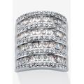 Women's 6.26 Tcw Baguette-Cut And Round Cubic Zirconia Silvertone Cocktail Ring by PalmBeach Jewelry in Silver (Size 9)