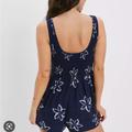 American Eagle Outfitters Other | Ae Printed Smock Romper | Color: Blue/White | Size: Medium Petite