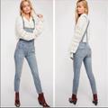 Free People Jeans | Free People Milo Denim Bib Skinny Jean Overalls Stone Wash Women’s Size 26 | Color: Blue | Size: 26