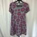 Lularoe Dresses | Lularoe Gray Floral Print Carly Dress, Size Xs | Color: Gray/Pink | Size: Xs