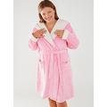 CHELSEA PEERS Curve Fluffy Dressing Gown - Pink, Pink, Size 28, Women