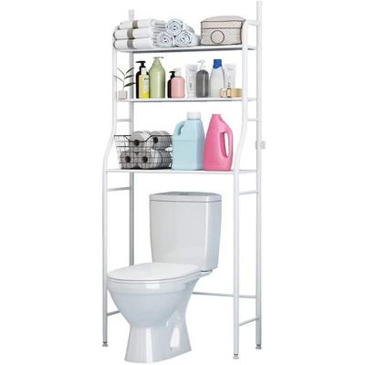 Toiletten- oder Waschmaschinenschrank - Badezimmerregal mit 3 Ablagen - 68x160x25cm (LxHxT) Image