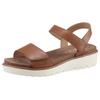 Sandalette ARA "BILBAO", Damen, Gr. 43, braun (cognac), Glattleder, unifarben, casual, Schuhe, Sommerschuh, Sandale, Keilabsatz, Klett, Weite G (weit), Topseller