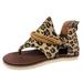 adviicd off Brand Sandals Women Ladies Fashion Leopard Print Canvas Clip Toe Zipper Casual Flat Sandals