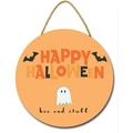 Eveokoki 11 Happy Halloween Boo and Stuff Halloween Decoration Halloween Sign for Front Door Round Wooden Hanging Wreaths for Home Wall Decor Halloween Day Party Decoration Outdoor Indoor