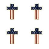 Cross USA Patriotic Flag Lapel Pin with Gold trim Pack of 4