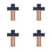 Cross USA Patriotic Flag Lapel Pin with Gold trim Pack of 4