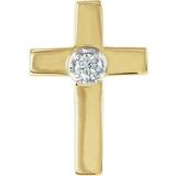 14k Yellow Gold Cross Lapel Pin With Diamond 11x8mm - .02 cwt