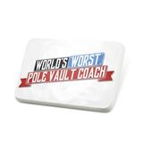 Porcelein Pin Funny Worlds worst Pole Vault Coach Lapel Badge â€“ NEONBLOND