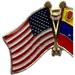 PACK of 3 Venezuela & US Crossed Double Flag Lapel Pins Venezuelan & American Friendship Pin Badge