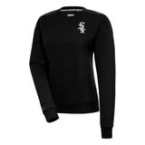 Women's Antigua Black Chicago White Sox Brushed Metallic Victory Pullover Sweatshirt