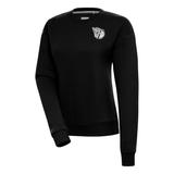 Women's Antigua Black Cleveland Guardians Brushed Metallic Victory Pullover Sweatshirt