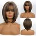 DOPI Natural golden Short Bob Wigs for Women Heat Resistant Synthetic Straight Wigs with Air Bangs Cosplay Wig Natural As Real Hair (Golden)(2Pack)