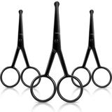 3 Pieces Nose Hair Scissors Rounded Tip Scissors Facial Hair Scissors Stainless Steel Blunt Tip Scissor for Eyebrows Nose Moustache Beard Grooming (Black)