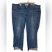 Jessica Simpson Jeans | Jessica Simpson Cropped Jeans Stretch Women’s Size 24w Distressed Hem Blue Denim | Color: Blue | Size: 24w