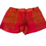 J. Crew Shorts | J. Crew Madras Plaid Linen Shorts Size 8 Excellent Condition Red Orange Beltloop | Color: Orange/Red | Size: 8