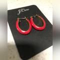 J. Crew Jewelry | J. Crew Enamel Oval Hoop Earrings | Color: Pink/Red | Size: Os