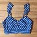 American Eagle Outfitters Tops | American Eagle Blue And White Chambray Stripe Flutter Strap Crop Top Sz Xs. | Color: Blue/White | Size: Xs
