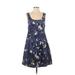 Ann Taylor LOFT Outlet Casual Dress - A-Line: Blue Print Dresses - Women's Size 4