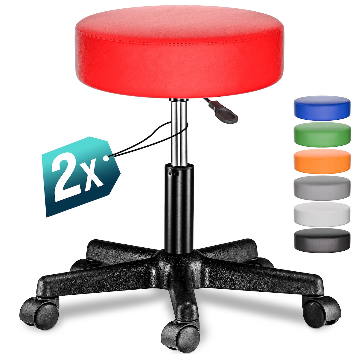 CASARIA® Rollhocker 2er Set Kunstleder Rot Image