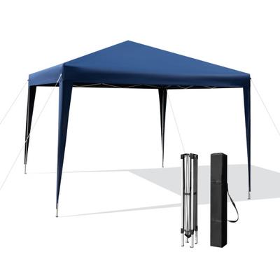 Costway 10 x 10 Feet Outdoor Pop-up Patio Canopy for Beach and Camp-Blue
