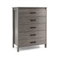 Costway Modern 5-Drawer Multipurpose Chest Dresser with Metal Handles-Grey