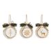 Set of 3 Beige and White Grass Braided Christmas Disc Ornaments 4.5"