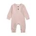 Newborn Boys Girls Jumpsuit Jumpsuit Climbing Suit Long Sleeve Spring and Autumn Solid Color 0-12months