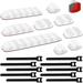 Adhesive White Cable Clip Set with Fastening Cord Ties Reusable Cable Manager Kit with Cable Straps Wall Mount Self Adhesive Cable Organizer Accessories for Gaming Desk Under Desk PC TV Office