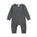 Newborn Baby Solid Color Jumpsuit Spring and Autumn Long-Sleeved Clothes Set Girls Boys Cotton Jumpsuit 0-24M