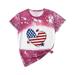 JURANMO Parent-child Summer Independence Day Mother s Day Short Sleeve Crewneck T-shirt Graphic Mother-daughter Suit