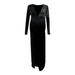 Baycosin Maternity Photoshoot Dress Women Long Sleeve V Neck Boho Pregnancy Side Slit Dress Party Dress Long Maternity Clothes