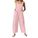 JURANNMO Plus Size Jumpsuits for Women Plus Size Button Rompers for Women Wide Leg Jumpsuit Loose Solid Color Overalls for Women