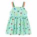 Odeerbi Cute Dresses For Girls Toddler Kids Baby Girls 2024 Fashion Cute Sleeveless Sweet Heart Rainbow Print Slip Dress Green